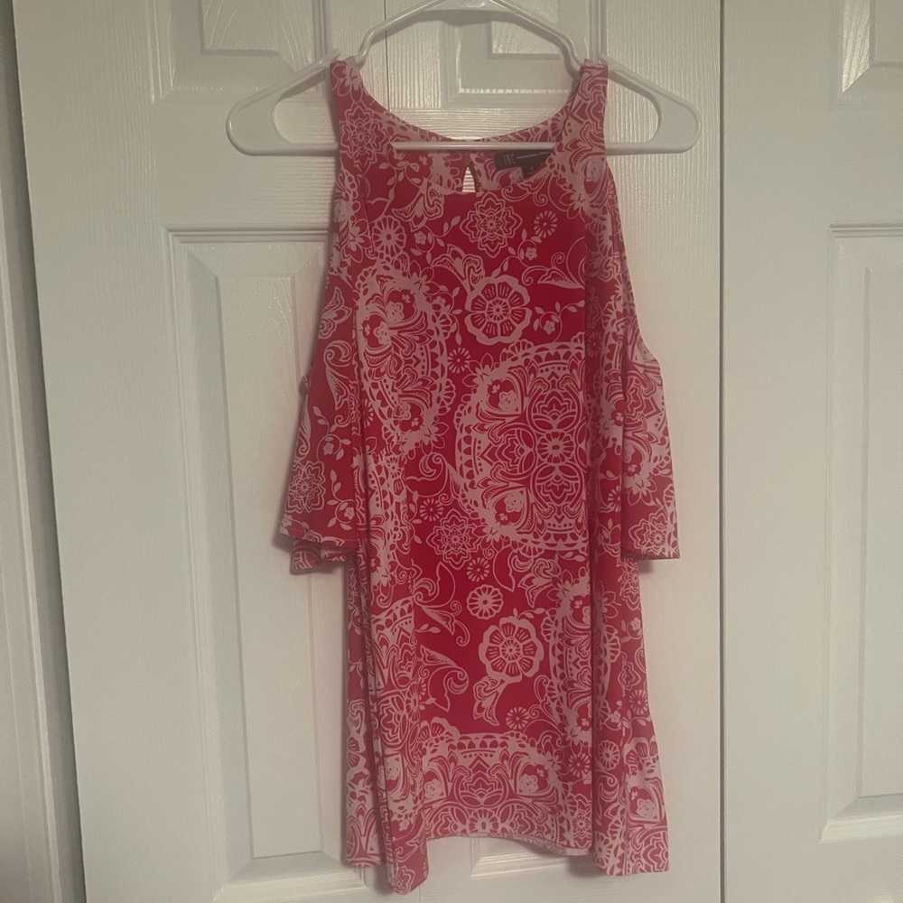 Women's Cold-Shoulder Floral Print Top - Pink